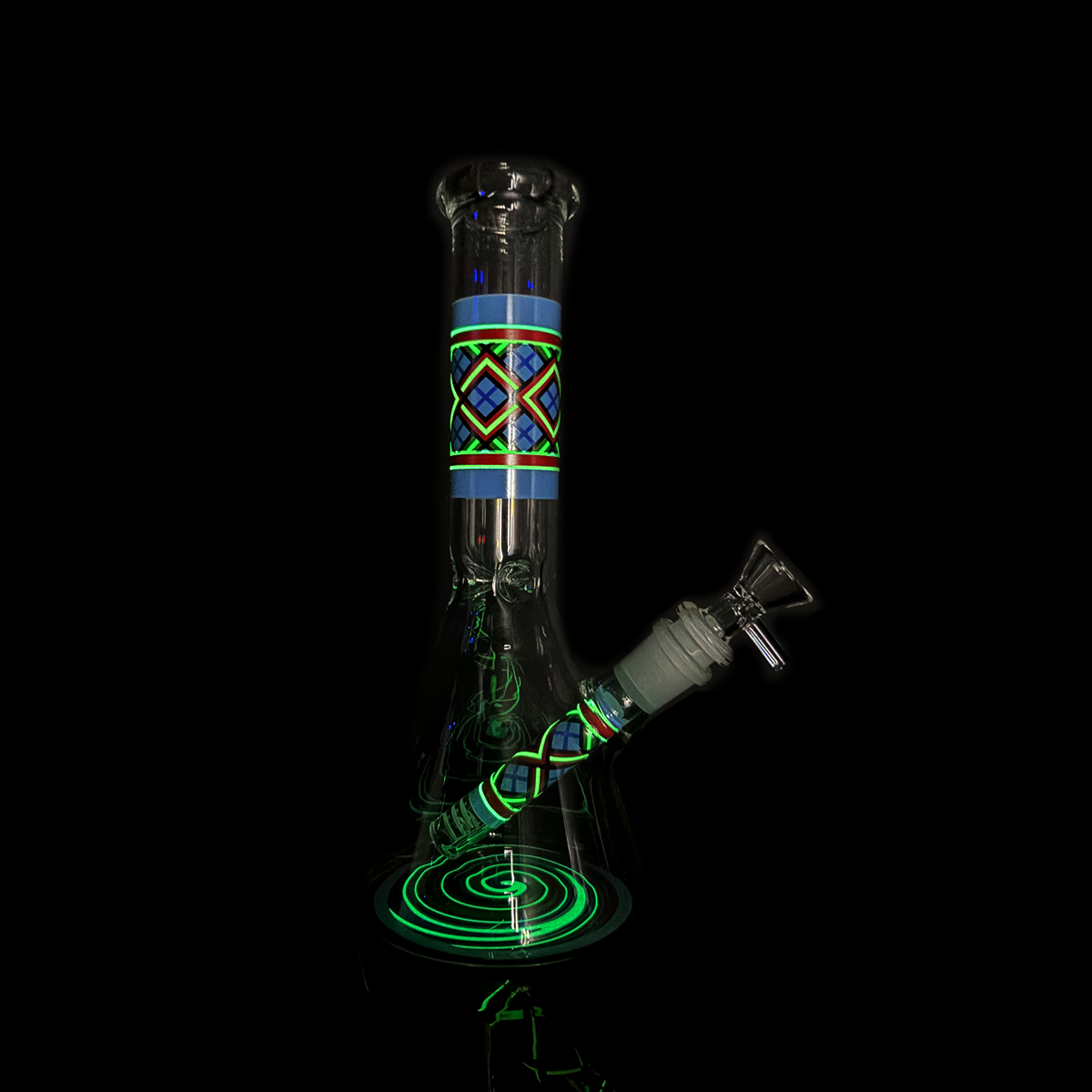 10" Glow in The Dark Beaker with 14mm Male Bowl
