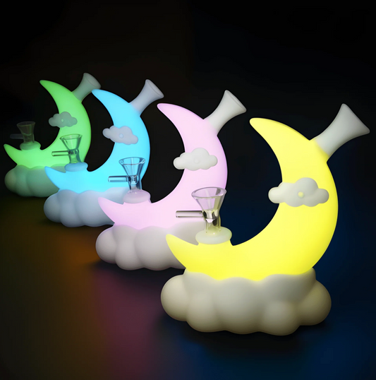 6 inch silicone glow in dark bong moon design