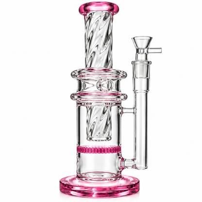 12" Honeycomb Twisted Neck Water Pipe with 18mm Male Bowl
