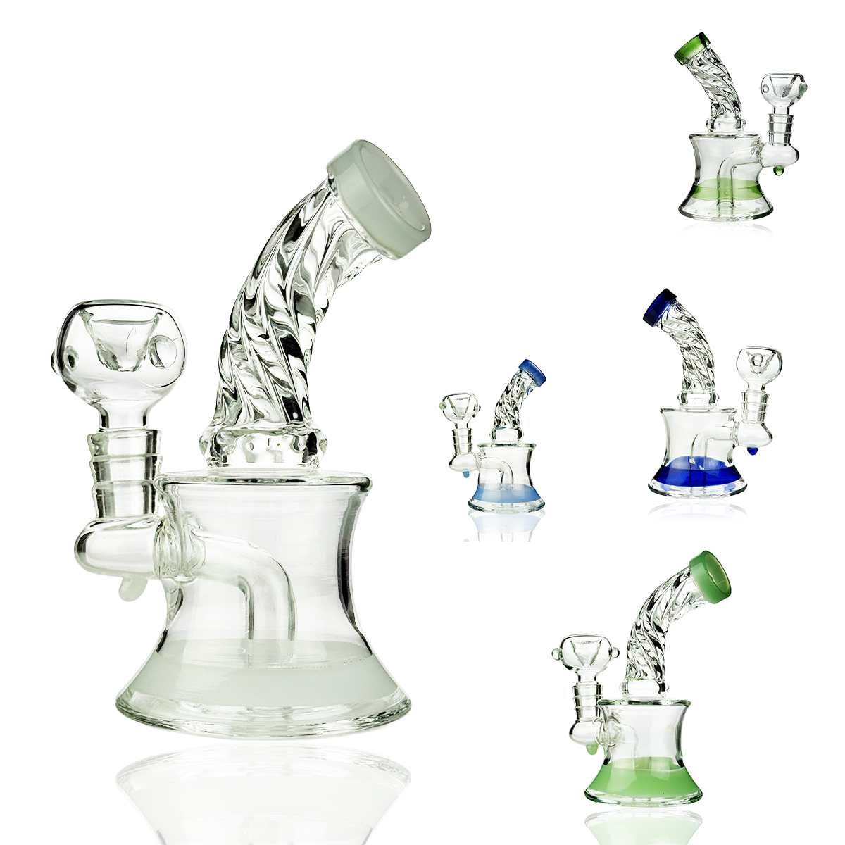 5-Inch Water Pipe Bong with Twisted Neck and 14mm Male Bowl