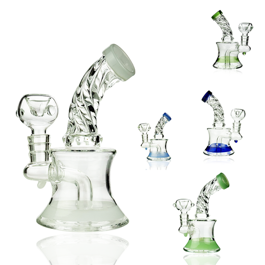 5-Inch Water Pipe Bong with Twisted Neck and 14mm Male Bowl