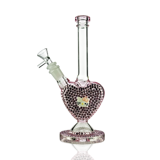 10" Pink Blink Heart Water Pipe Bong with 14mm Male Bowl