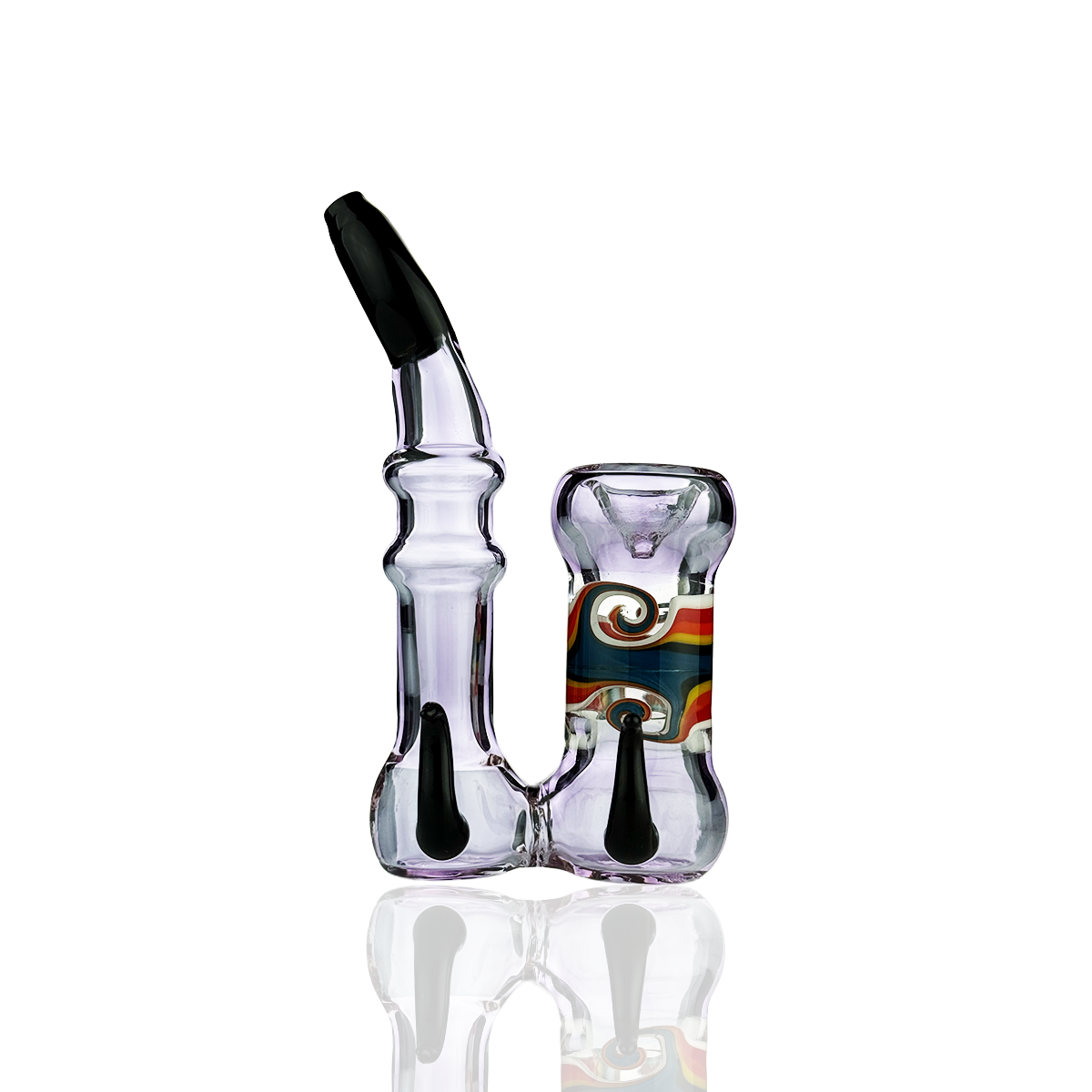 5" Purple Tube Hand Pipe Spoon with Wig Wag Art