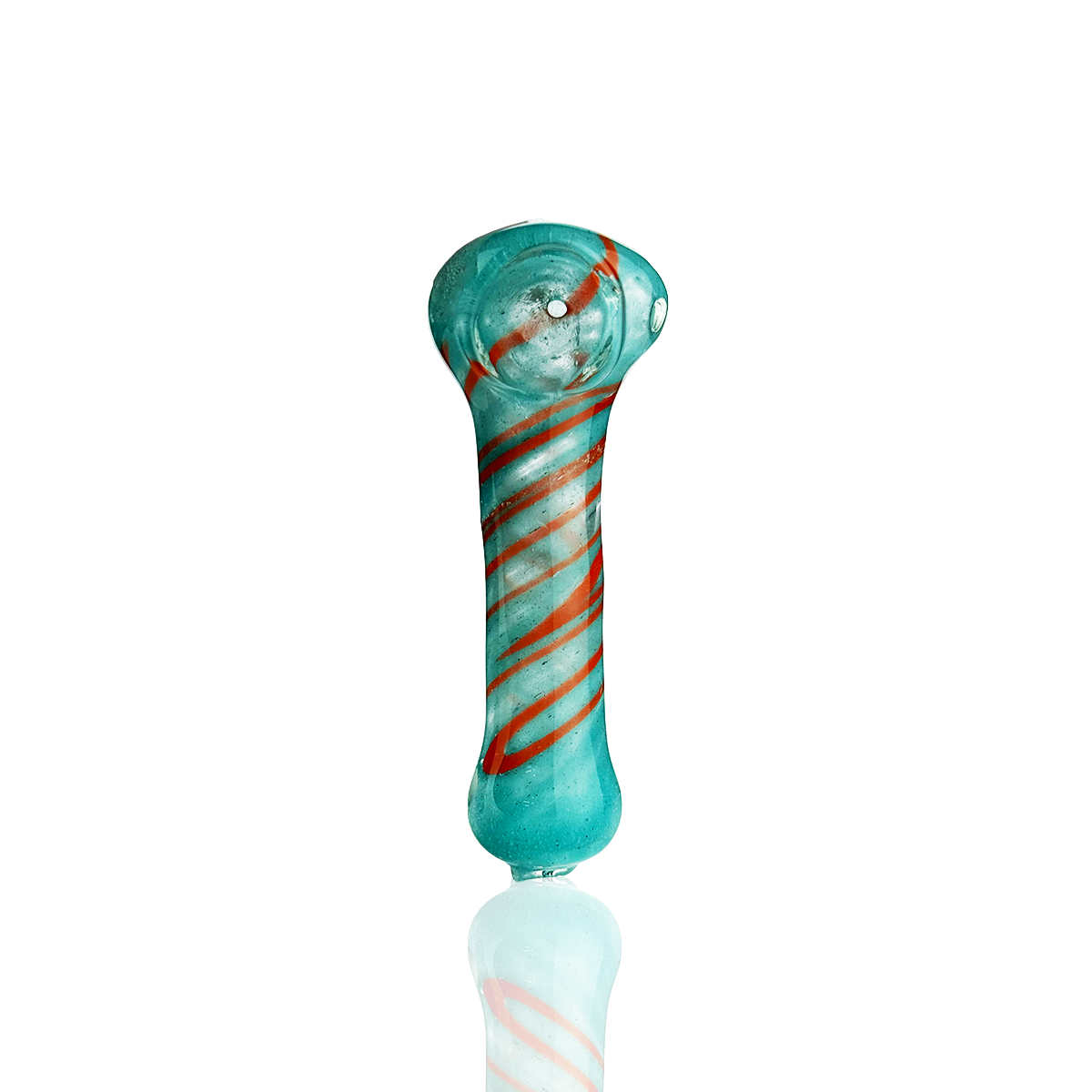 3" Frit Glass Hand Pipe Spoon Spiral Design