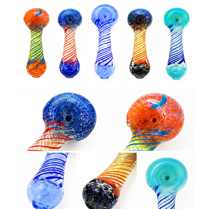 3.5-Inch Silver Fume Glass Spoon Pipe with Spiral Design