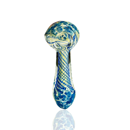 3.5" Hand Pipe Frit Spiral Fume Glass