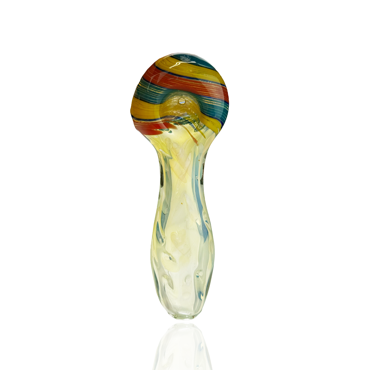 4.5" Hand Pipe Silver Fume Spiral Color Head