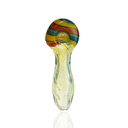 4.5" Hand Pipe Silver Fume Spiral Color Head