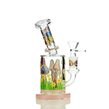 6" Water Pipe with Mushroom Stickers 14mm Male with 5mm Glass