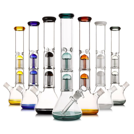 16" Double Tree Beaker with 14mm Male Bowl