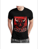 Chicago Half Sleeve Black T-shirt Printed - 93% Cotton 7% Elastic