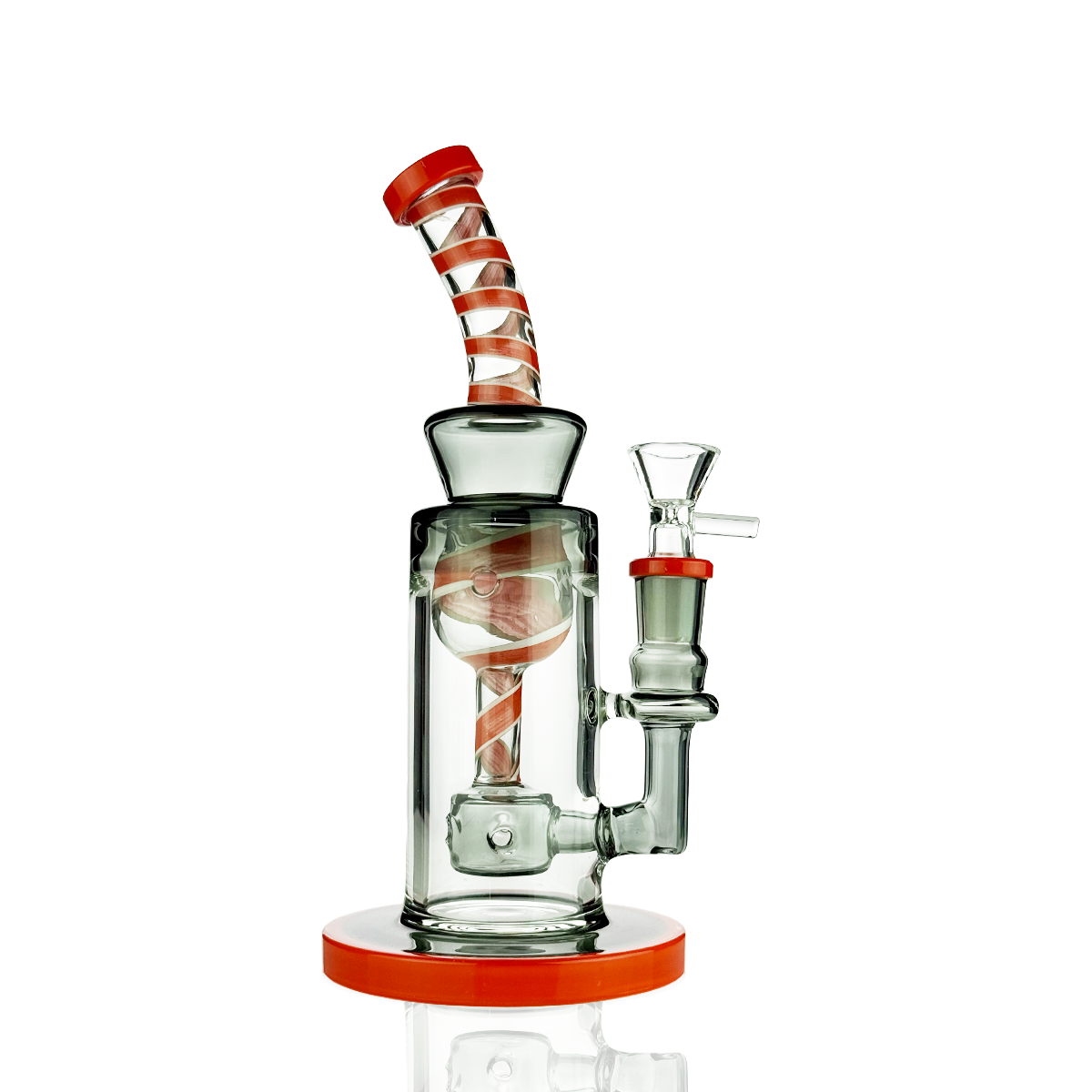 9" American Rod Color Glass Water Pipe | Shower Perc | 14mm Male Bowl
