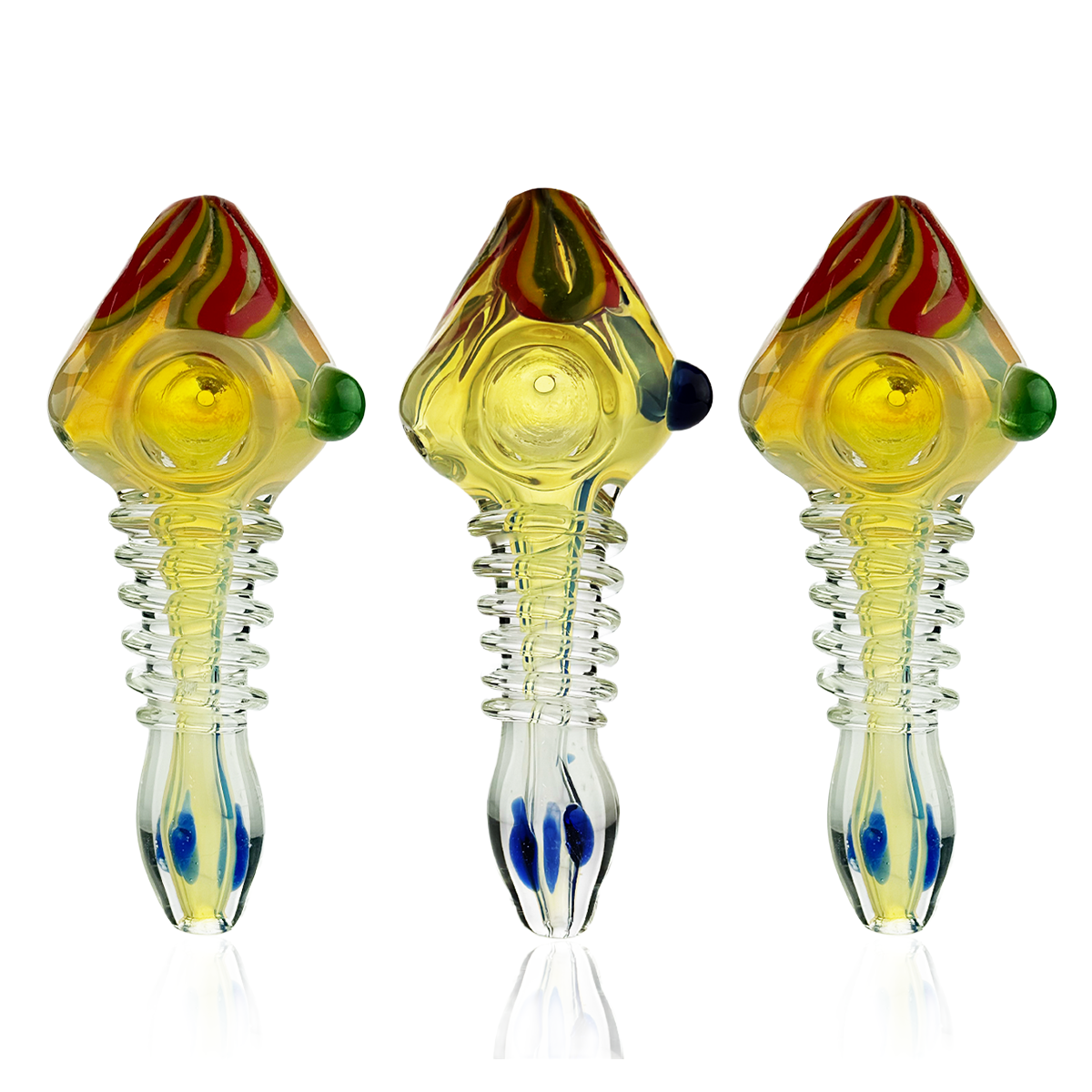 4.5" Sliver Fume Hand Pipe Spoon with Rasta Head Lines