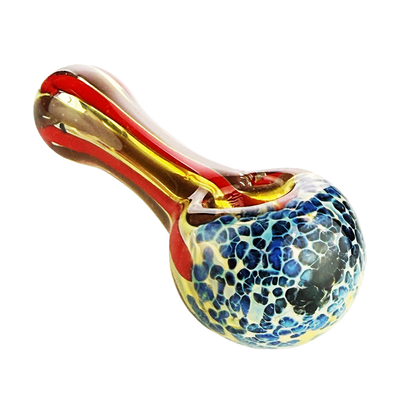 4" Hand Pipe spoon with Fume Glass Frit Head