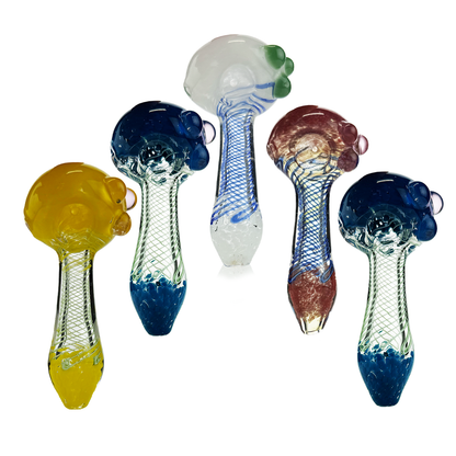 4.5" Hand Pipe Spoon Frit Color with Spiral Art