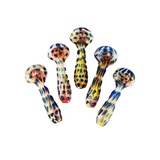 4.5" Hand Pipe Spoon Double Glass Gold Fume Glass with Bubble Trap Art
