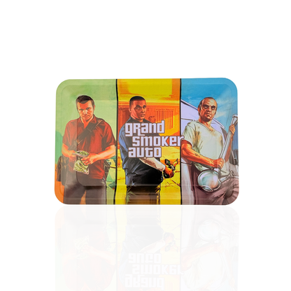 Small Rolling Tray – Grand Smoker Auto 3-Character Design | 7in x 5in