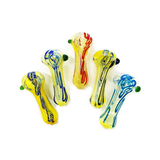 3.5" Silver Fume Glass Hand Pipe with Colors Lines