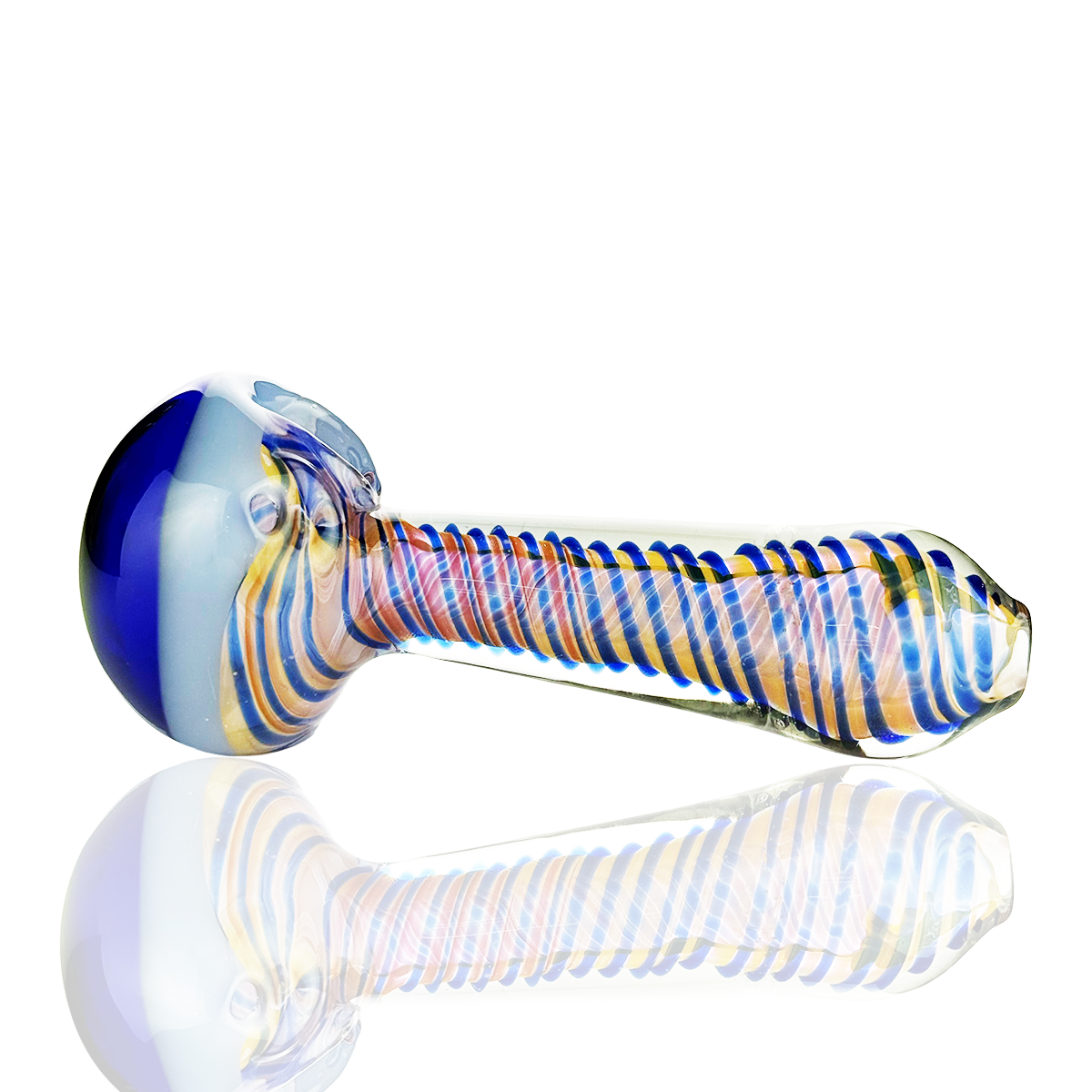 4.5" Hand Pipe Spoon Gold Fume Glass