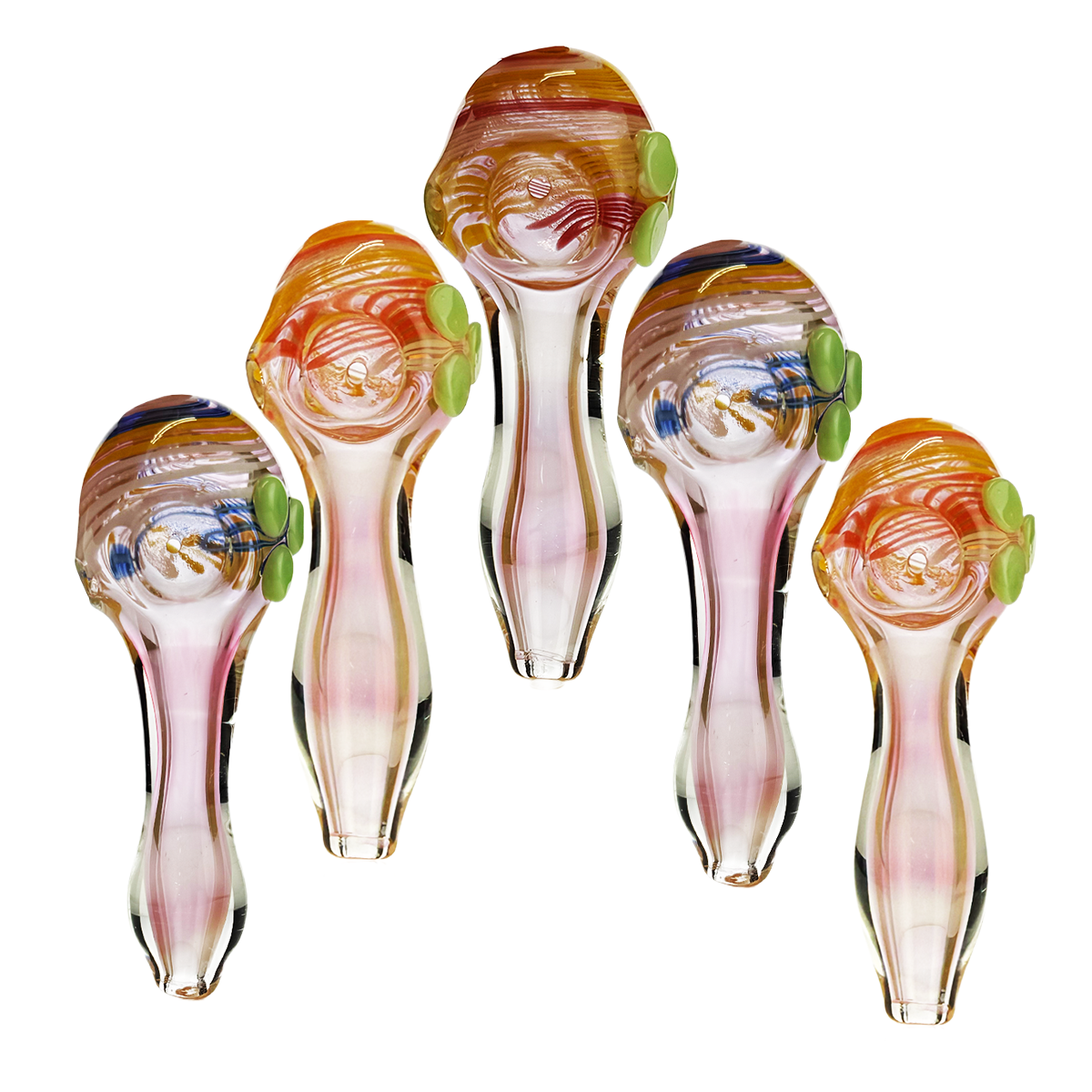 4.5" Hand Pipe Gold Fume Glass with Spiral Color