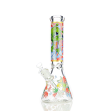 14" Glow In Dark Beaker with Designs Art and 14mm Male Bowl