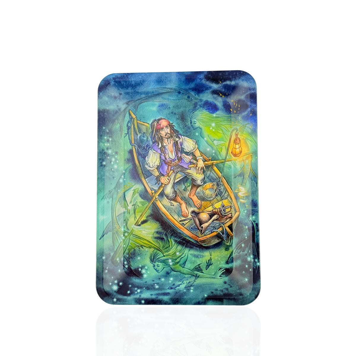 Small Rolling Tray – Pirate & Mermaids Design | 7in x 5in