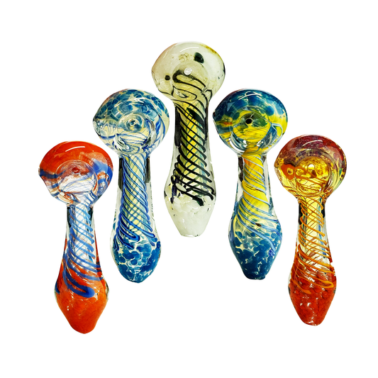 3.5" Hand Pipe Frit Spiral Fume Glass
