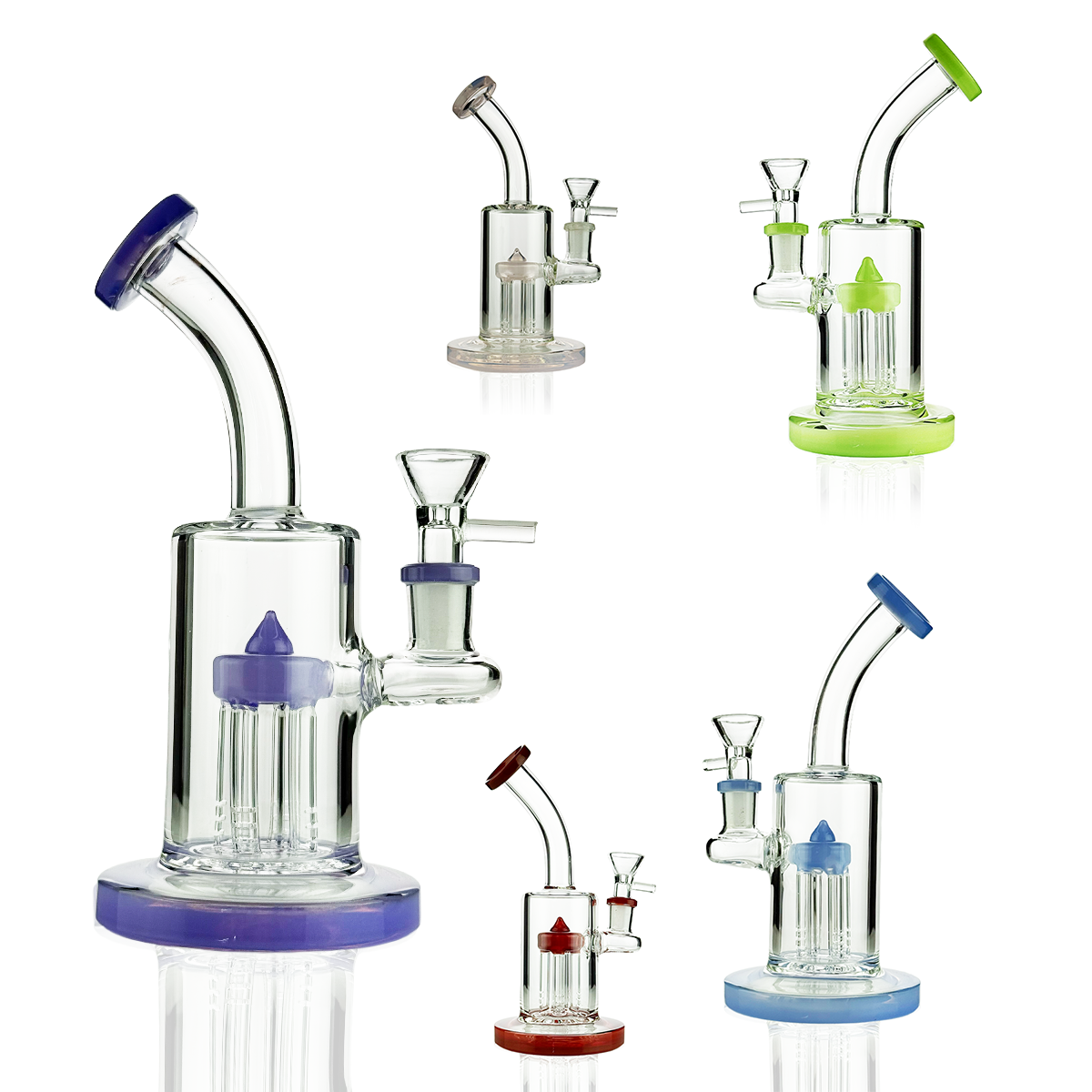 8" Tree Percolator Water Pipe with 14mm Male Bowl