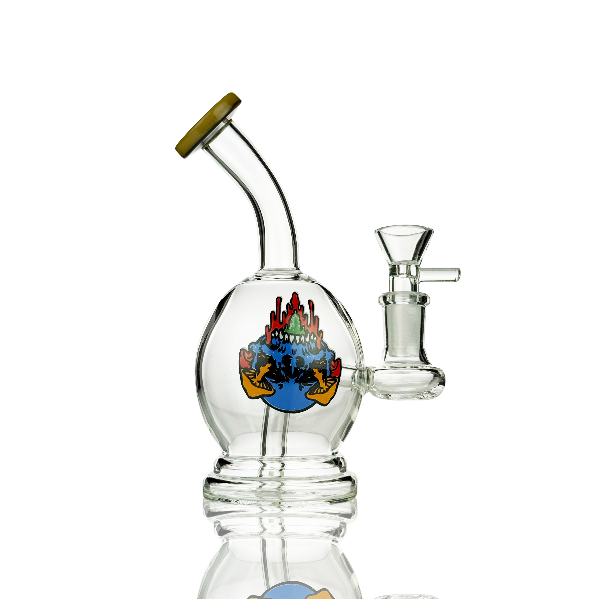 6" Sphere Water Pipe with Sticker and 14mm Male Bowl