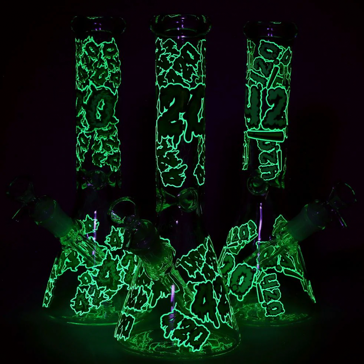 10" 420 Glow In Dark Beaker with 14mm Male Bowl
