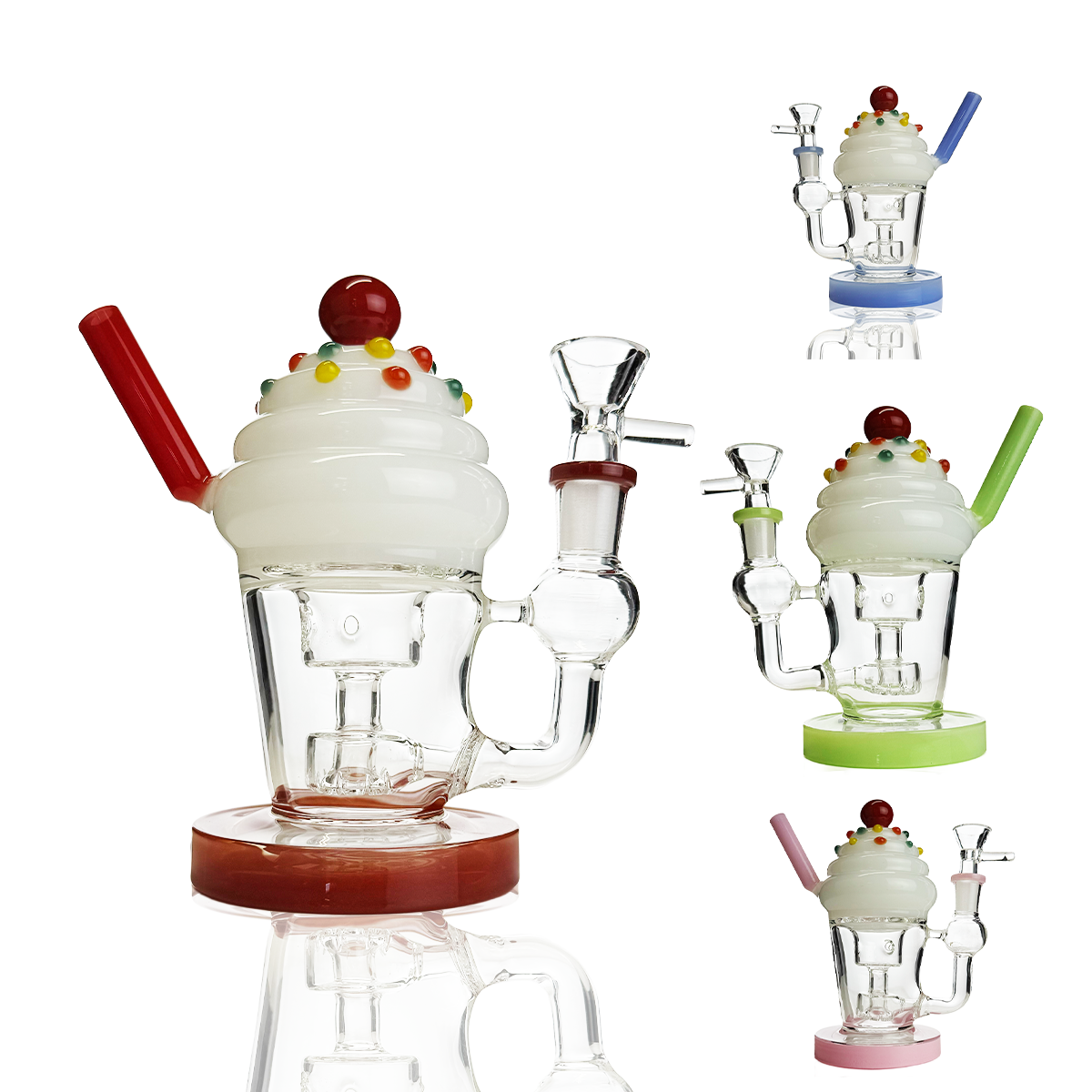 7" Ice Cream Water Pipe with Shower Bong and 14mm Male Bowl