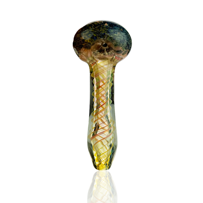 4.5" Gold Fume Hand Pipe Spoon with Spiral Art
