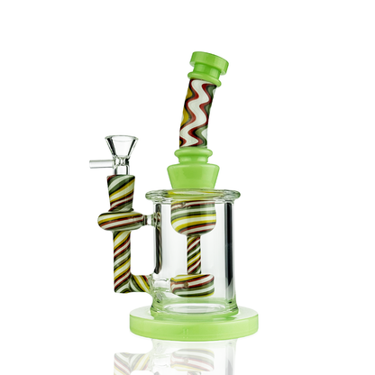 8" Wigwag Water Pipe | Reversal Glass | 14mm Male Bowl