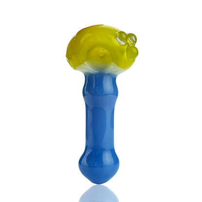 4.5" Color Tube Glass Hand Pipe Spoon with Frit Glass Head