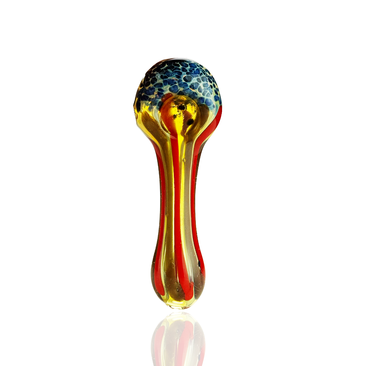 4" Hand Pipe spoon with Fume Glass Frit Head