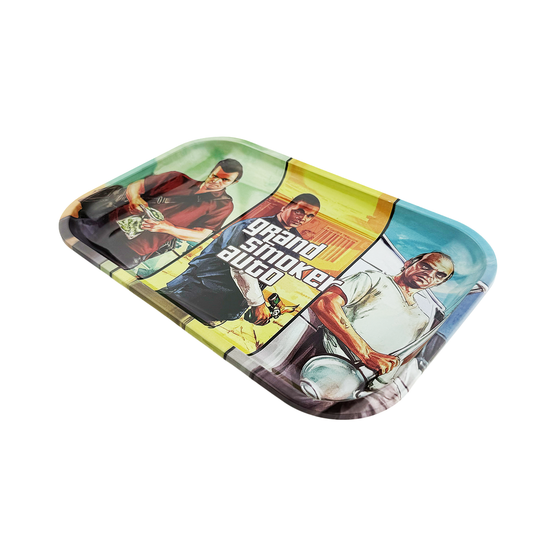 Medium Metal Rolling Tray – Grand Smoker Auto Design | 7.5" x 11"