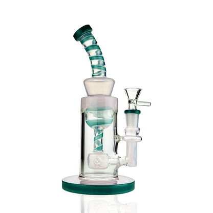 9" American Rod Color Glass Water Pipe | Shower Perc | 14mm Male Bowl