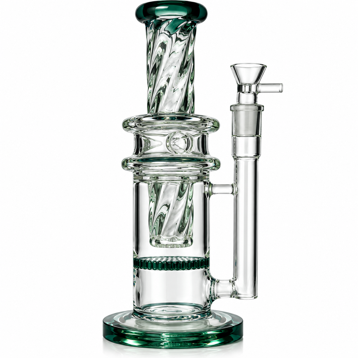 12" Honeycomb Twisted Neck Water Pipe with 18mm Male Bowl