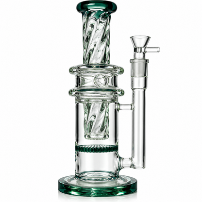 12" Honeycomb Twisted Neck Water Pipe with 18mm Male Bowl