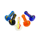 4.5" Hand Pipe Spoon with Frit Glass and Rasta Line