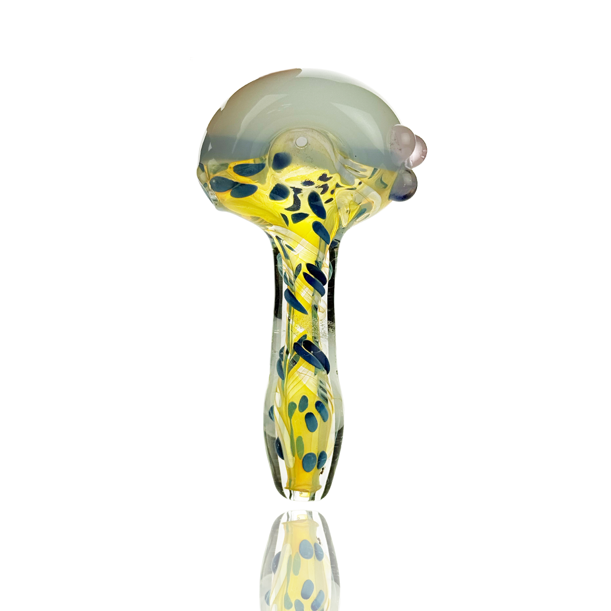 4.5" Hand Pipe Silver Fume Glass Swirling Art