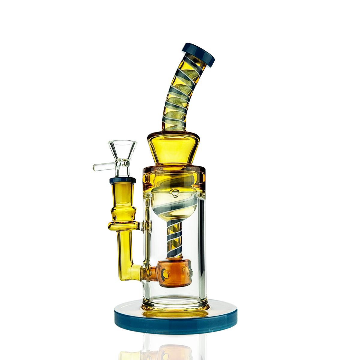 9" American Rod Color Glass Water Pipe | Shower Perc | 14mm Male Bowl