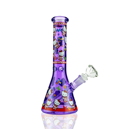 10" Beaker Color Tube Glass Bong with 14mm Male Bowl