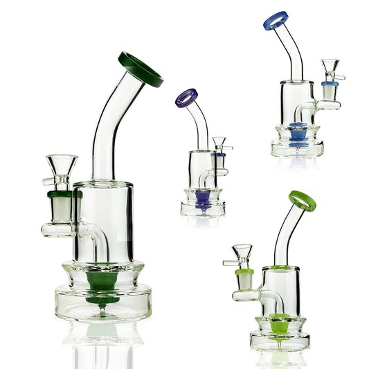 7" Water Pipe Bong Slime Color with Shower and 14mm Male Bowl