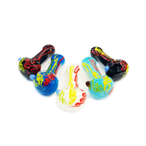 4.5" Hand Pipe Spoon Pressed Mouth with Color Lines