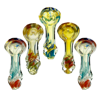 2.5" Hand Pipe Silver Fume Glass with Twisted