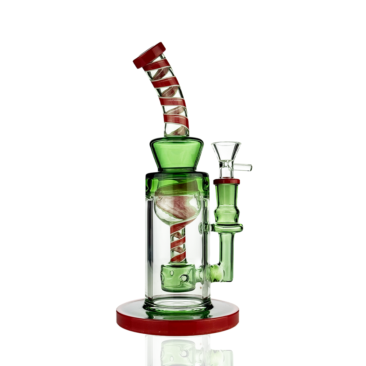 9" American Rod Color Glass Water Pipe | Shower Perc | 14mm Male Bowl
