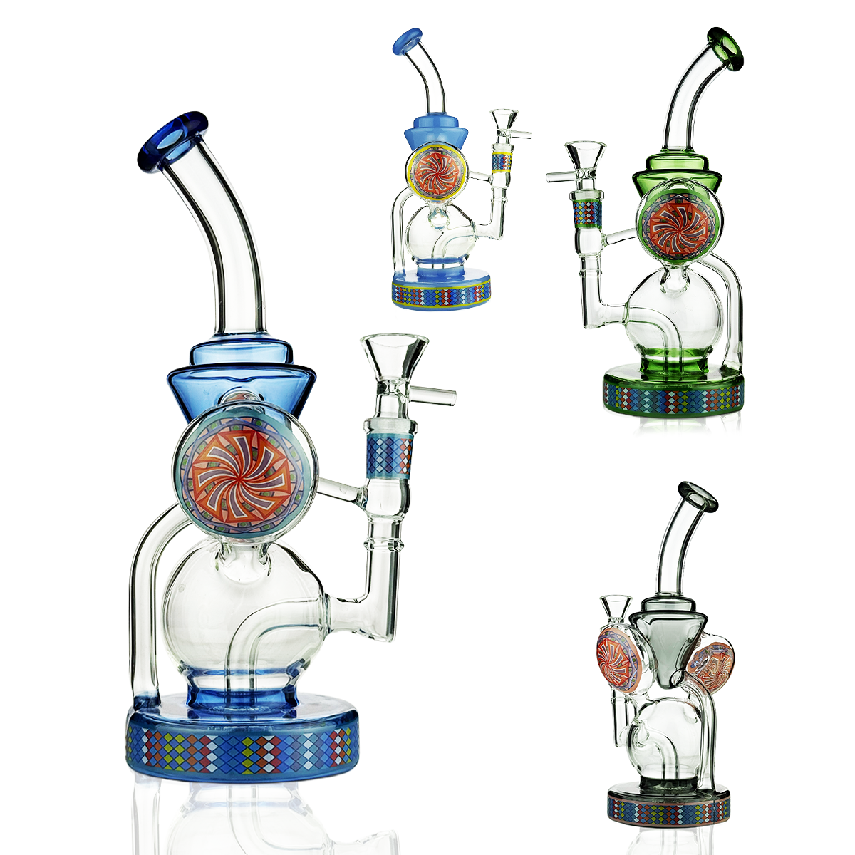 10 inch recycler bong rig glass water pipe