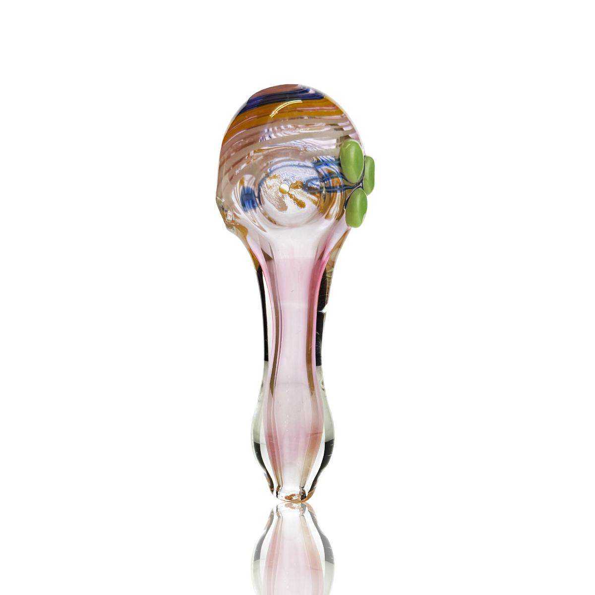 4.5" Hand Pipe Gold Fume Glass with Spiral Color