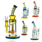 9" American Rod Color Glass Water Pipe | Shower Perc | 14mm Male Bowl